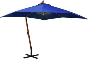 vidaXL Ampelschirm mit Mast Azurblau 3x3 m Massivholz Tanne