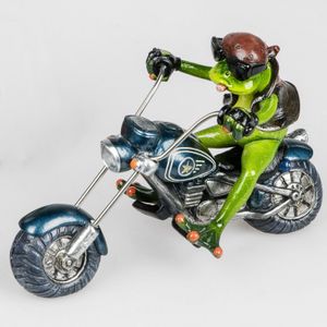 2er Set Formano lustige Frösche Figur Froschpaar Biker Poly 21 cm