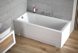 ECOLAM Badewanne Wanne Acryl Mod-Besco Design Rechteck 170x70 Schürze Füße Silikon Ablaufgarnitur Ab- und Überlauf