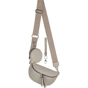 Bauchtasche  Umhängetasche Crossbody-Bag Hüfttasche Kunstleder Italy-Design APRICOT
