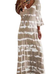 Langes, böhmisches Kleid mit langem Rock und Farbverlauf in Damenfarbe mit langem Ärmel,Farbe: Aprikose,Größe:XL