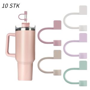 10er-Pack Silikon-Strohhalmabdeckungen kompatibel - staubgeschützte Strohhalmkappen für 40 oz Stanley Becher und Wasserflaschen, 10