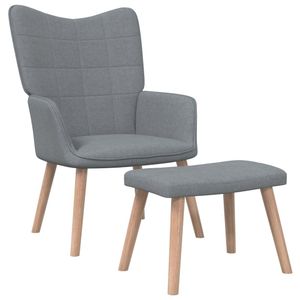 Prolenta Premium - Relaxačné kreslo s taburetom svetlo sivá látka