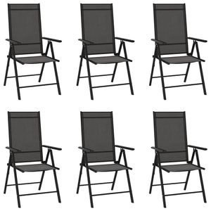 6er Set Outdoor-Klapptühle, Gartenstühle, Balkonstühle Textilene Schwarz|6050