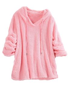Damen Warm Fleece Kapuzenpullover Pullover Sweatshirt Sweater Plüsch Pulli,Farbe: Pink,Größe:XL