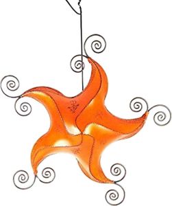 Orientalische Lampe Deckenleuchte Hängelampe marokkanische Deckenlampe Lederlampe STERN Berber Star 70 cm, orange