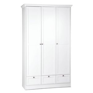 Homestyle4u 2200, Kleiderschrank Weiß 200 cm  Schrank Holz 3 Türen Flurschrank Mehrzweckschrank Schlafzimmer Flur Landhaus