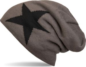 styleBREAKER warme klassische Strick Beanie Mütze mit Stern und sehr weichem Innenfutter, Uni 04024026