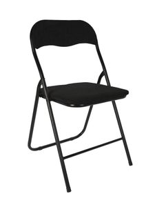 Metall Klappstuhl mit gepolsteter Rückenlehne in schwarz - Cord Bezug - Klappbarer Gästestuhl mit Polster - Küchenstuhl Beistellstul Stuhl klappbar