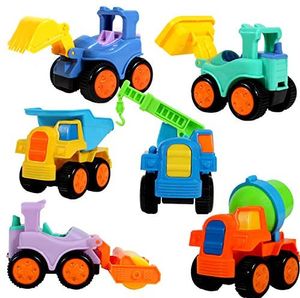 Autos Spielzeug-Set für Kinder 6-teilige Bagger, Kräne, Kipper, Straßenwalzen, Bulldozer, Fahrmischer