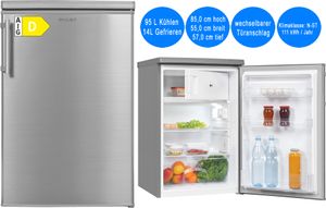 Exquisit Kühlschrank mit Gefrierfach 109L Nutzinhalt Silber freistehend 55cm breit