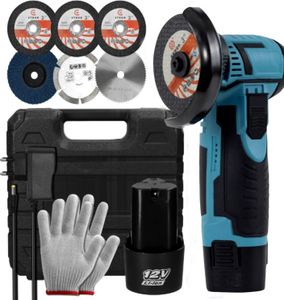Mini Winkelschleifer, 12V Akku-Winkelschleifer mit 2 × 1500Mah Batterien, 4 Trennscheiben, 2 Metallschneidräder, 1 Schleifscheibe, 1 Ladegerät