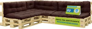 Pillows24 - Vankúše na palety odolné voči vode a UV žiareniu - SADA 8 kusov | Vankúše na europalety 120x80 - Nábytok z paliet - Vonkajší/vnútorný, hnedá