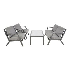 Garten Loungegruppe MARAH inkl. 2-Sitzer, 2 Sessel & Tisch in grau