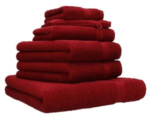 Betz 6er Handtuch-Set PREMIUM Baumwolle 1 Liegetuch 2 Handtücher 1 Gästetuch 1 Waschhandschuh 1 Seiftuch Farbe rubinrot