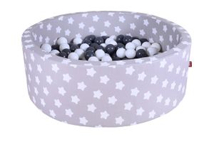 Bällebad soft - "Grey white stars" - 300 balls grey/creme