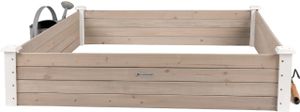 WONDERMAKE Große Hochbeet-Umrandung Beeteinfassung aus Holz für Garten Terrasse, Pflanzbeet Bausatz XL quadratisch, Blumenbeet Kräuterbeet Beetumrandung niedrig deko, 120 x 120 x 26,5 cm, weiß grau anthrazit