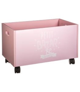 Atmosphera Detský drevený box na kolieskách ružový