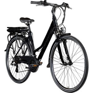 Zündapp Z802 E Bike Trekkingrad Damen ab 155 cm mit Nabenmotor Pedelec Trekking Fahrrad mit 21 Gang und Beleuchtung StVZO, Farbe:schwarz/grau, Rahmengröße:48 cm
