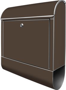 banjado Design Briefkasten Stahl silber mit Zeitungsfach pulverbeschichtet "Schokobraun" 38x46x12,5cm & 2 Schlüssel - Postkasten A4 Einwurf inkl. Montagematerial [BK-0021]