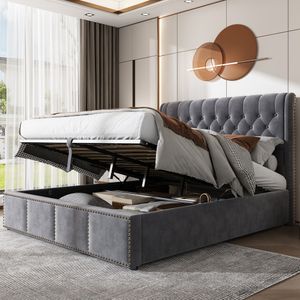 Flieks Čalúnená posteľ 180x200 cm s lamelovým roštom, hydraulická posteľ Boxspring s rámom postele a čelom, úložná posteľ Funkčná posteľ Manželská posteľ Velvet