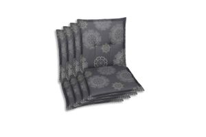 GO-DE Textil, Sesselauflage Niederlehner, 4er Set, Farbe: grau, Maße: 100 cm x 50 cm x 6 cm, Rueckenhoehe: 52 cm