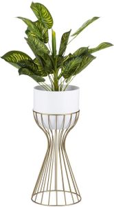 HowHomely Blumenständer LOFT 46cm - Stilvoller Metall-Pflanzenständer mit goldenem Gestell, ideal für Ihr Zuhause, schwarz