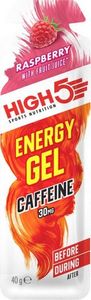 High5 Energy Gel Caffeine 40 g malina / Energetické gély / Osviežujúci energetický gél s prírodnou ovocnou šťavou obohatený o kofeín