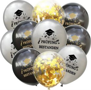 Oblique Unique Konfetti Luftballon Set 10 Stk. Prüfung bestanden Schulabschluss Abitur Studium