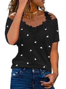 Damen Blusen Kurzarm Tee T-Shirt Weiches V-Ausschnitte Tshirt Sommer Shirts Oberteile Schwarz,Größe XL