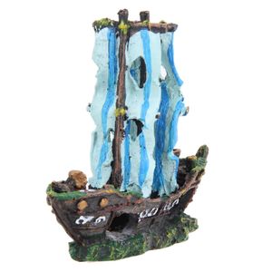 Wrack-Boot-Ornament, exquisite lebensechte Kunstharz-Aquarium-Dekoration, kaputtes Boot, Schiff für Zuhause-3