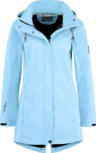 Blue Wave Damen Softshellmantel Birgit - Softshelljacke Outdoor-Jacke mit abnehmbarer Kapuze in Oceanblau Größe 38