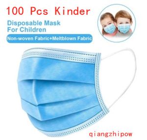 100 Stk Kindermaske Einweg Mundschutz für Kinder 3-Lagiger Gesichtsmaske schmelzgeblasenem Tuch Schutzmask Blau