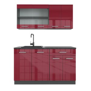 Vicco Single kitchen R-Line, 140 cm without worktop, Bordeaux high gloss/anthracite