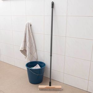 SIDCO Schrubber Holz mit Stiel Bodenschrubber breit 29 cm Teleskopstiel Bodenbürste