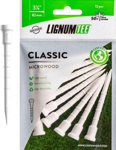 Dynatour Lignum Golf Tees Weiß 82mm - 12 Stück - Microwood mit Distance-Ring-System