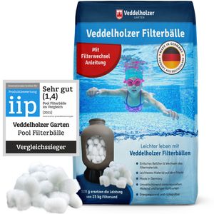 Veddelholzer Pool Filterbälle 320g für Leistung von 25kg Filtersand/Quarzsand, in Deutschland produziert, Poolzubehör Poolreiniger für Sandfilteranlagen, Einsparung von Flockungsmittel, Für Salzwasser geeignet