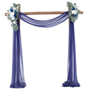 (Navy blau) Hochzeitsbogen-Dekorationsvorhang mit 2 künstlichen Blumengirlanden