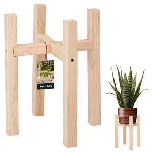 KOTARBAU® Blumenständer Holz natural Kreuz 23 x 23 x 30 cm Pflanzenständer Holz Blumenständer Plant Stand Blumentopfständer für innen Blumentopfregal Blumentopf Ständer Holz