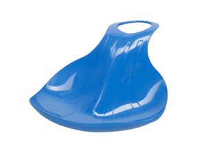 Teller-Schlitten aus Kunststoff mit festem Handgriff, Schneerutscher, blauer Rutschteller ergonomisch geformt, extra breite Antirutsch-Sitzfläche mit Profil