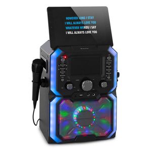 Auna KTV Karaoke Musikbox mit Mikrofon, Bluetooth Karaoke-Maschine mit Fernbedienung, CD Player & Lautsprecher, Partybox für Kinder & Erwachsene, Karaoke Anlage mit 5"-Bildschirm, RCA-Videoausgang