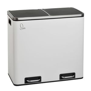 SVITA TM2X24 Treteimer 48 Liter Weiß Abfalleimer Mülleimer Design Mülltrennung Papierkorb Küchen-Ordnung Trennsystem