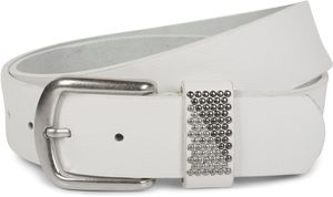 styleBREAKER Gürtel mit zweifarbigen Nieten an der Schlaufe, Nietengürtel, kürzbar, Unisex 03010088, Farbe:Weiß, Größe:95cm
