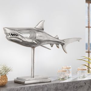 Maritime Skulptur HAI 68cm silber handmade Metall Design Haifisch