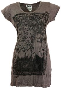Sure Long Shirt, Minikleid Mantra Buddha - Taupe, Damen, Braun, Baumwolle, Größe: S