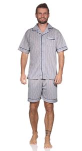 Herren Pyjama Short & Hemd Schlaf-Anzug; Grau/2XL