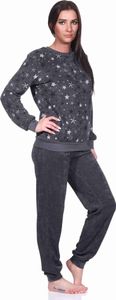 Damen Frottee Pyjama Schlafanzug mit Bündchen in edlen Sterne Design - auch in Übergrößen ; anthrazit , 44