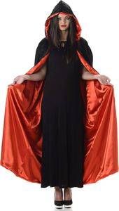 Upírsky plášť s kapucňou Halloween plášť čierno-červený