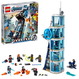 LEGO 76166 Marvel Avengers – Kräftemessen am Turm, Bauset mit Iron Man, Black Widow & Red Skull
