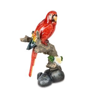 Formano Papagei rot auf Ast 17 cm Figur handbemalt Dekoration